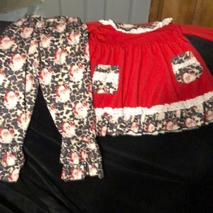 Leopard print red Christmas outfit with beautiful Santa detailing